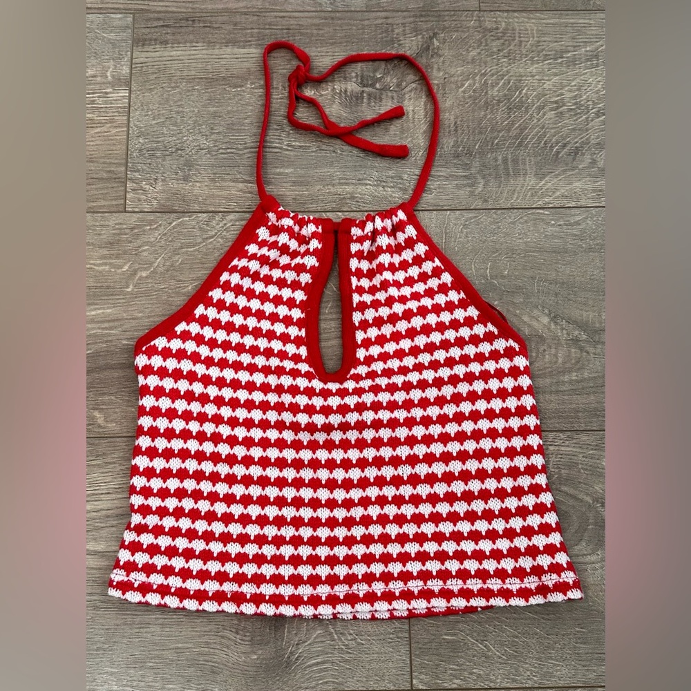 Red & White Crochet Knit Halter Top – Zara (NWT, Size Small) - Picture 4 of 12